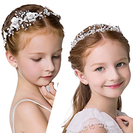 Photo 1 of 2 Pieces Cute Princess Wedding Headpiece Hair Pieces for Girls Wedding and Flower Girls Wedding