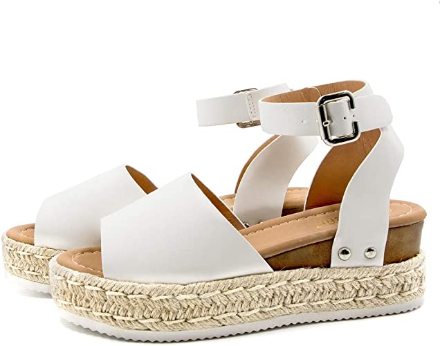 Photo 1 of Athlefit Women's Platform Sandals Espadrille Wedge Ankle Strap Studded Open Toe Sandals
SIZE 6.5