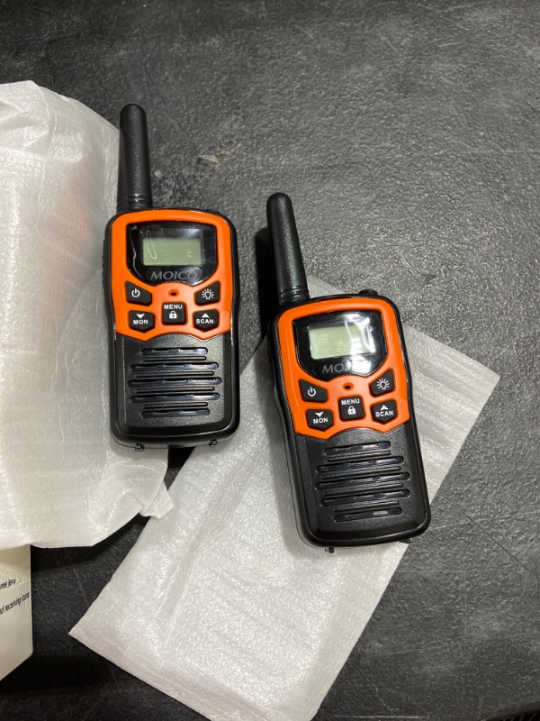 Photo 2 of Walkie Talkies Long Range for Adults Two-Way Radios Up to 5 Miles in Open Fields 22 Channels FRS/GMRS VOX Scan LCD Display with LED Flashlight Ideal for Field Survival Biking Hiking Camping