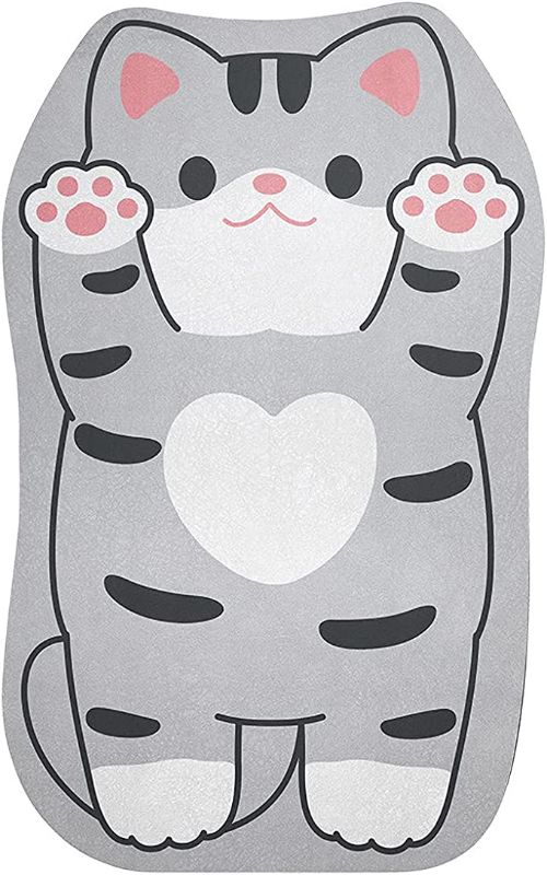 Photo 1 of 19.6'' x 31.5'' Super Absorbent Bath Mat Cute Kids Bath Rug Extra Soft Bath Rug Cozy Microfiber Non Slip Rug for Kids Room, Living Room and Bedside, Cat
