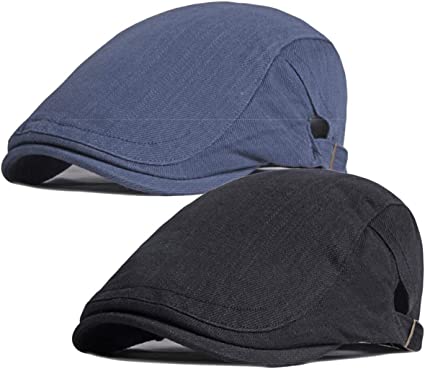 Photo 1 of 2 Pack Cotton Ivy Flat Cap Newsboy Hat Gatsby Cabbie Driving Hat for Men
