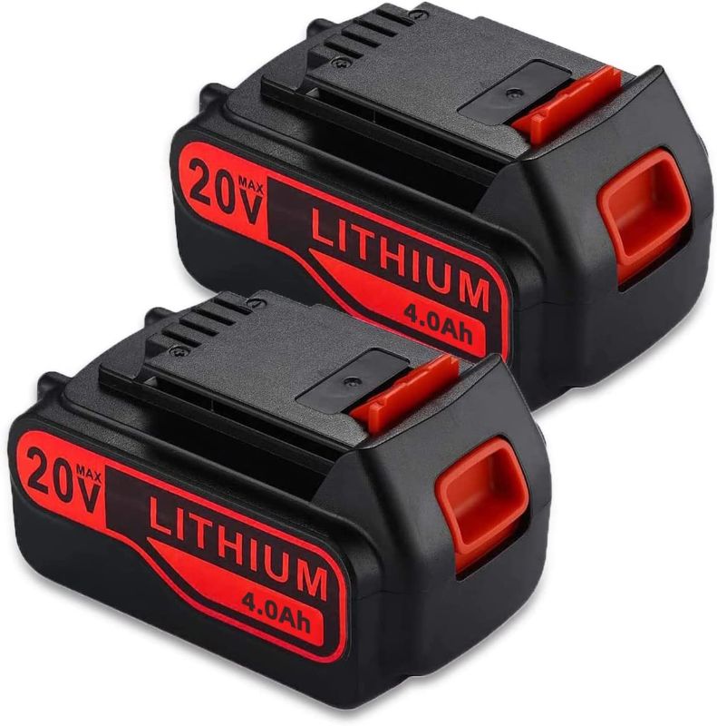 Photo 1 of 2 Pack 4.0Ah 20V LBXR20 Replacement Lithium Battery for Black and Decker 20Volt Max LBXR20 LB20 LBX20 LBXR2020 LBX4020 LB2X4020-OPE LBXR20-OPE Power Tools