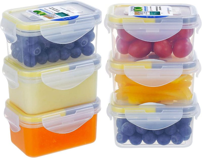 Photo 1 of [6 Pack] Airtight Plastic Food Storage Containers Set,6pack 6.1oz rectangle or 6pack 10.1oz round container set ship randomly
