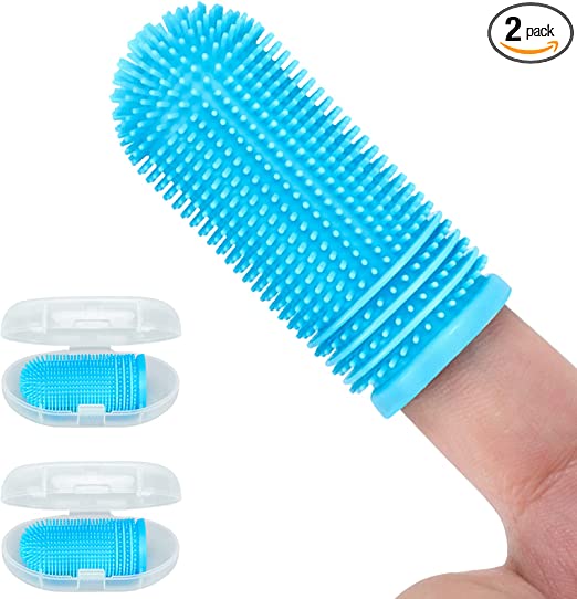 Photo 1 of 2 Pack Dog Toothbrush for Dog Teeth Cleaning Dog Finger Toothbrush Dog Tooth Brushing Kit Pet Toothbrush Puppy Toothbrush Blue
