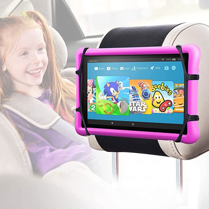 Photo 1 of Car Headrest Mount Silicon Holder - Universal Tablet Holder for Car Kids Tablets Car Mount Angle-Adjustable Car Headrest Holder Fits All 7 inch to 11 inch Tablets
