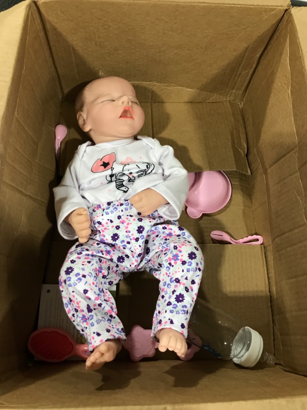 Photo 1 of JIZHI Lifelike Reborn Baby Dolls - 17-Inch Baby Soft Body Realistic-Newborn Baby Dolls Full Vinyl Body Poseable Real Life Baby Dolls Girl with Feeding Kit Gift Box for Kids Age 3 +