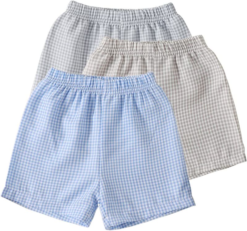 Photo 1 of AIKEIDY Toddler Baby Boys Girls Summer Shorts Unisex Baby Plaid Casual Pants for Kids 3 Pack 6M-5T, 0-6M