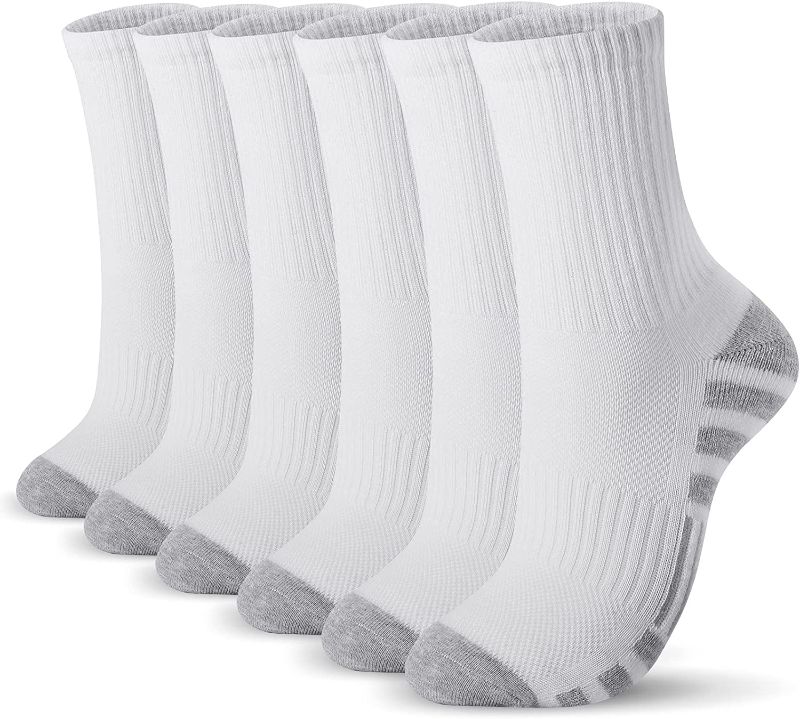 Photo 1 of Airacker Athletic Socks Sport Running Calf Socks Performance Cushioned Breathable Crew Socks for Men Women(6 Pairs) 9-12