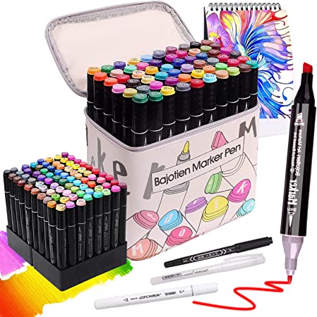 Photo 1 of 60 Colors Alcohol Markers Set, Bajotien Dual Tip Art Markers Permanent Alcohol Based Markers for Adult Coloring Books,Fine & Chisel Tip Markers for Kids Drawing Sketching Illustration Card Making…
