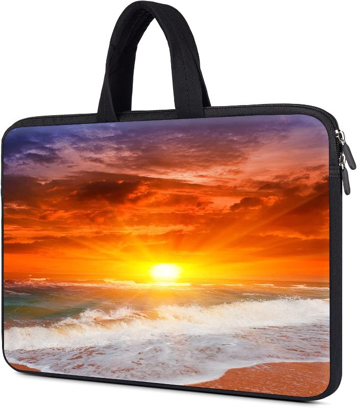 Photo 1 of 14 inch Neoprene Laptop Case Sleeve for Lenovo Ideapad 3 14/Yoga C740 C940/Flex 5 14", Dell Inspiron 14 5000 7000, HP Pavilion x360 14", ASUS Chromebook Flip 14 Laptop Carrying Handle Bag,Sunset
