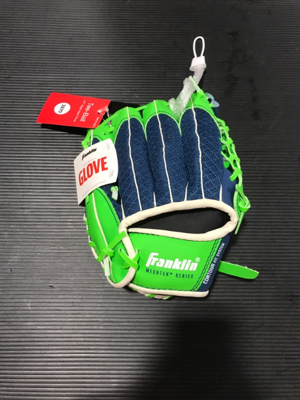 Photo 2 of Franklin Sports 9.5'' Meshtek Glove with Ball - Blue/Optic Green
