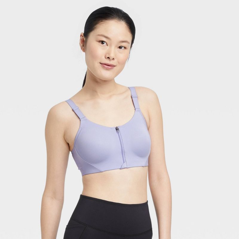 Photo 1 of [Size 34D] Women's High Support Sculpt Zip-Front Mesh Crossback Bra - All in Motion™
