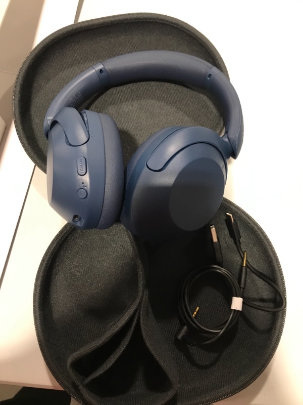 Photo 1 of Sony WH-XB910N Extra BASS Noise Cancelling Headphones, Wireless Bluetooth Over The Ear Headset with Microphone and Alexa Voice Control, Blue 