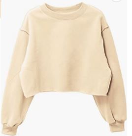 Photo 1 of Amazhiyu Women Cropped Sweatshirt Long Sleeves Pullover Fleece Crop Tops M