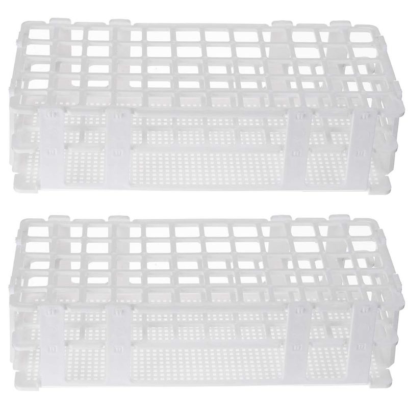 Photo 1 of 2 Pack 60 Holes Lab Test Tube Rack Holder for 16mm Test Tubes White Plastic Test Tube Rack for Scientific Experiments,Scientific Theme Party Decorations
