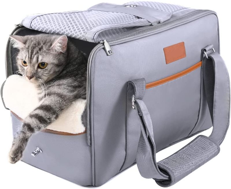 Photo 1 of Airline Approved Cat Carrier for Small Dogs,Pet Carrier Luxury Soft Sided Dogs Travel Bag for Travel Hiking Walking Outdoor for Medium Cats and Dogs
