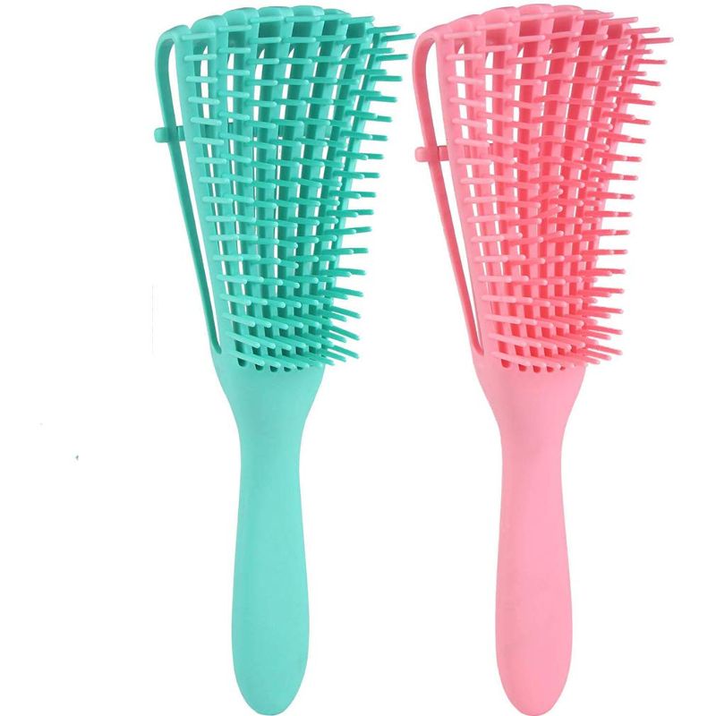 Photo 1 of 2 Pack Detangling Brush for Natural Hair-Detangler for Afro America 3a to 4c Kinky Wavy, Curly, Coily Hair, Detangle Easily with Wet/Dry, 2 Color
