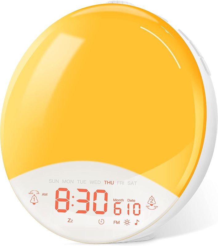 Photo 1 of TITIROBA Sunrise Alarm Clock Wake Up Light with 7 Natural Sounds, Sleep Aid, Snooze, Dual Alarms, FM, Colored Nightlight Lamp for Heavy Sleepers Kids Adults Bedroom
