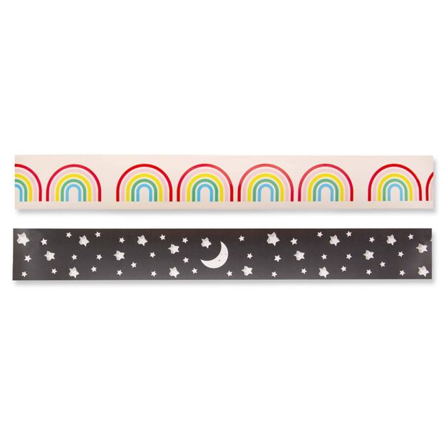 Photo 1 of 36' Reversible Rolled Bulletin Board Rainbow/Stars Boarder - Horizon Group SET OF 2
