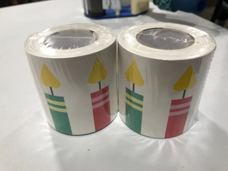 Photo 2 of 36' Reversible Rolled Bulletin Board Candles/Chevron Boarder - Horizon Group SET OF 2

