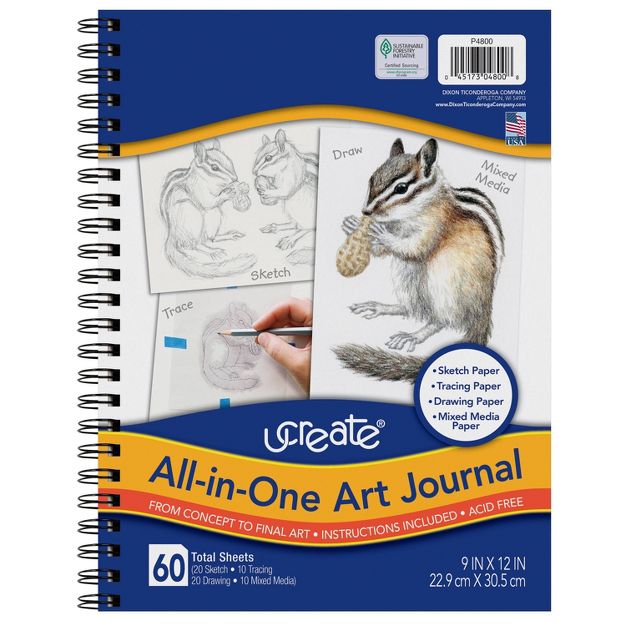 Photo 1 of 9"x12" All-in-One Art Spiral Journal 60 sheets - UCreate

