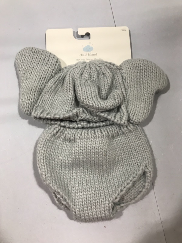 Photo 2 of Baby Elephant Hat and Diaper Cover Set - Cloud Island Gray 0-12M