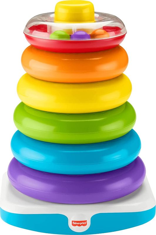 Photo 1 of Fisher-Price Giant Rock-a-Stack Baby Toy, 14+ Inches Tall, Multi-Color Ring Stacking Toy for Infants and Toddlers
