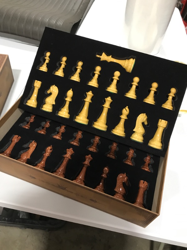 Photo 2 of AMEROUS High Polymer Weighted Chess Pieces with 4.25'' King - 2 Extra Queens - Gift Package, Standard Tournament Chessmen for Chess Board or Replacement of Missing Pieces (Chess Pieces Only)
