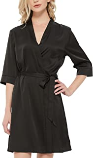 Photo 1 of Womens Satin Kimono Robe Short Silk Robes Soft Lightweight Bathrobe Bridesmaid Casual Ladies Loungewear - XL