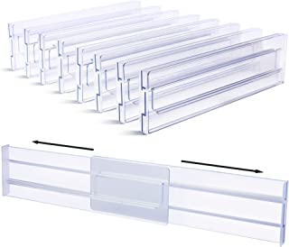 Photo 1 of Drawer Dividers Organizers 8 Pack, Vtopmart Adjustable 3.2" High Expandable from 11-19" Kitchen Drawer Organizer, Clear Plastic Drawers Separators for Clothing, Kitchen Utensils and Office Storage
