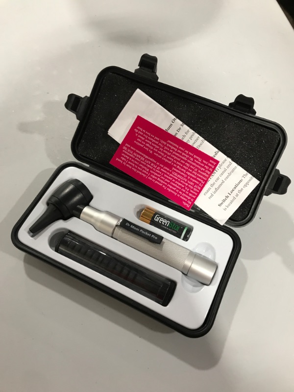 Photo 2 of 4th Generation Doctor Mom LED Pocket Pro Otoscope with both Adult and Pediatric Disposable Specula Tips, Battery, and Protective Hard Plastic Case