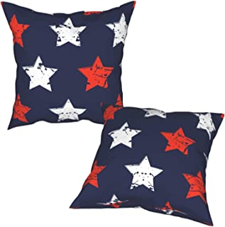 Photo 1 of American Flag Memorial Day Patriotic Freedom Stars Throw Pillow Covers Set of 2 16X16 Inch Square Decorative Pillowcase Cushion Cover for Home Couch Sofa Bed

