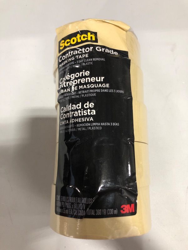 Photo 3 of 3M Scotch 1.88 in. x 60.1 yds. Contractor Grade Masking Tape (6-Pack). OPEN PACKAGE. MISSING 1 ROLL. PRIOR USE.
