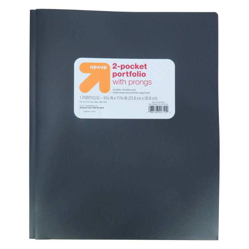 Photo 1 of 2 Pocket Plastic Folder with Prongs Black - up & up™
15 pack