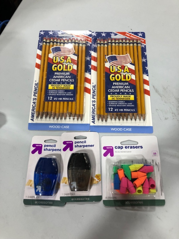 Photo 1 of Various Office/School supplies Pencils,sharpener and erasers.