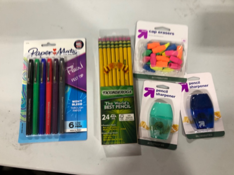 Photo 1 of Various office/School supplies Pencils, Pens, Sharpeners and erasers