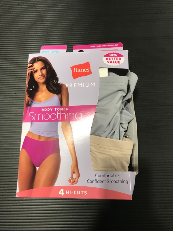 Photo 2 of [Size 9 2XL] Hanes Premium Women's 4pk Tummy Control Hicut Underwear - Colors May Vary XXL, Multicolored