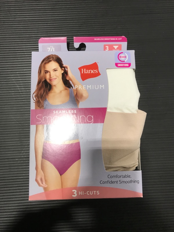 Photo 2 of [Size L 7] Hanes® Premium Women's Smoothing Seamless 3pk Basic High Cut Briefs - Assorted