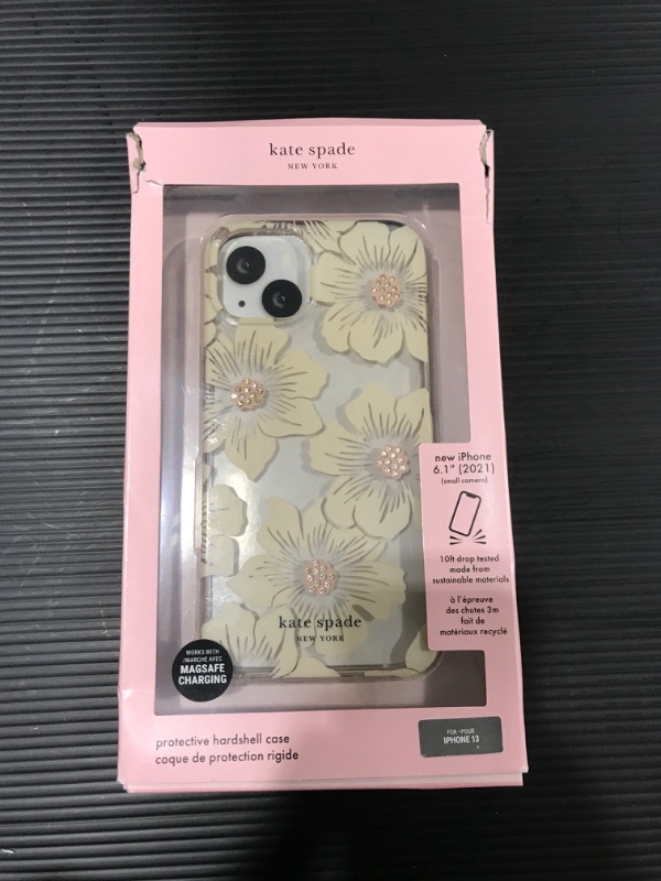 Photo 2 of Kate Spade New York Protective Hardshell Case for iPhone 13 - Hollyhock Floral Clear