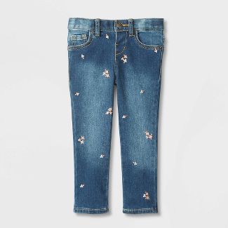 Photo 1 of [Size 18mo] Toddler Girls' Mid-Rise Floral Embroidered Skinny Jeans - Cat & Jack™ Blue


