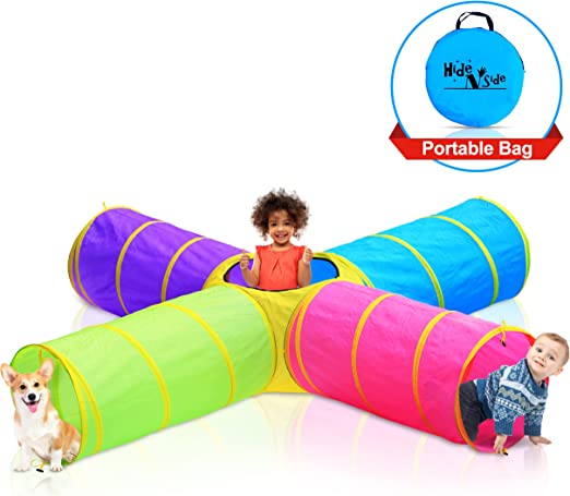 Photo 1 of Hide N Side Kids Play Tunnels, Indoor Outdoor Crawl Through Tunnel for Kids Dog Toddler Babies Children , Pop up Tunnel Gift Toy