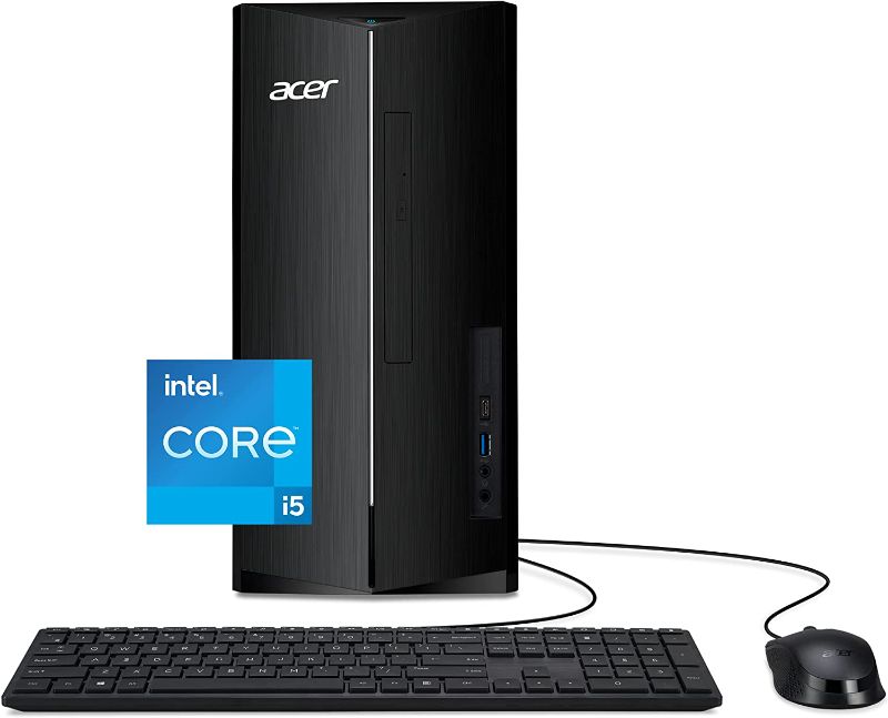 Photo 1 of Acer Aspire TC-1760-UA92 Tower, Intel Core i5-12400, 12GB DDR4, 512GB SSD, 8X DVD, Wi-Fi 6 AX201, Bluetooth 5.2, Win 11 Home Wireless Full Sized Keyboard and Mouse, Silver ion Coating
