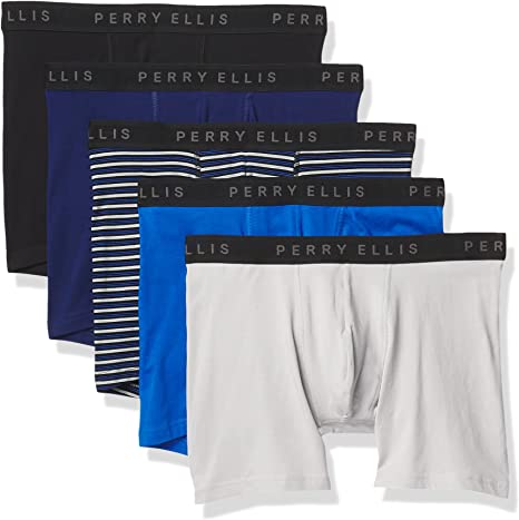 Photo 1 of 1x Perry Ellis Men's Cotton Stretch Boxer Briefs, Tagless, No Roll Waistband, 5 Pack
