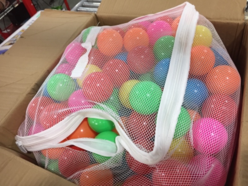 Photo 1 of Amazon Basics BPA Free Crush-Proof Plastic Ball Pit Balls with Storage Bag, Toddlers Kids 12+ Months, 6 Bright Colors - Pack of 400
