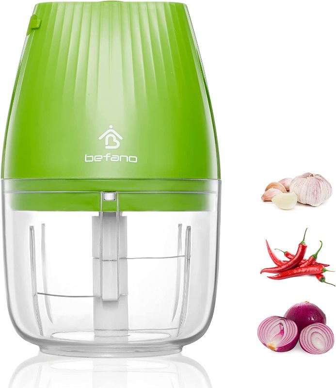 Photo 1 of Befano Mini Garlic Chopper, 300ml Electric Cordless Mini Food Processor Masher Crusher, Garlic Grinder for Onion Ginger Vegetable Pepper Spice Meat and Baby Food, BPA Free- Green
