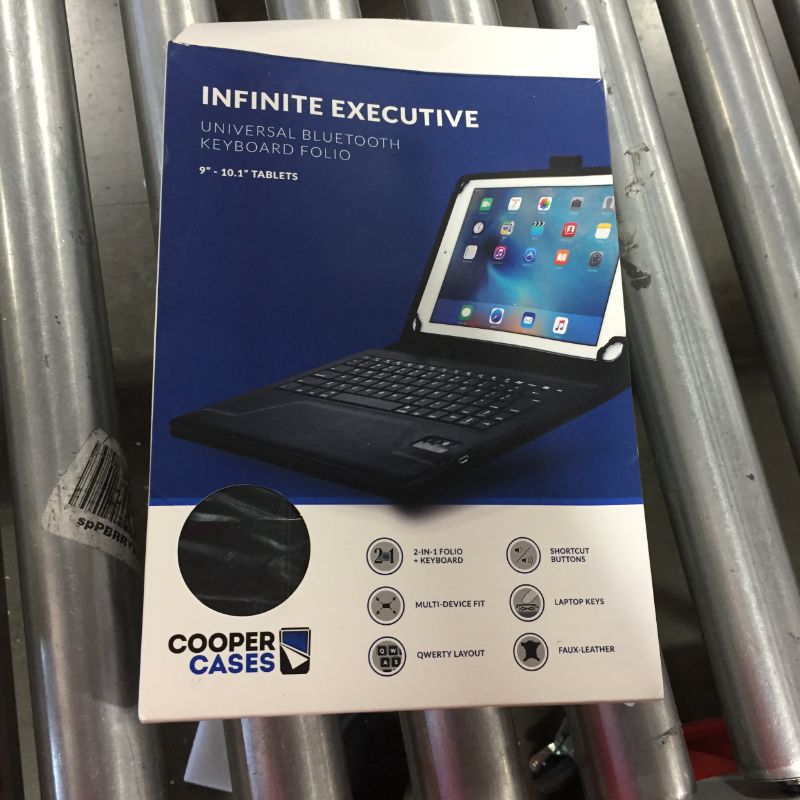 Photo 2 of Cooper Infinite Executive Keyboard Case for 9-10.5 inch Tablets Universal Fit 2-in-1 Bluetooth Wireless Keyboard and Leather Folio Cover (Black)