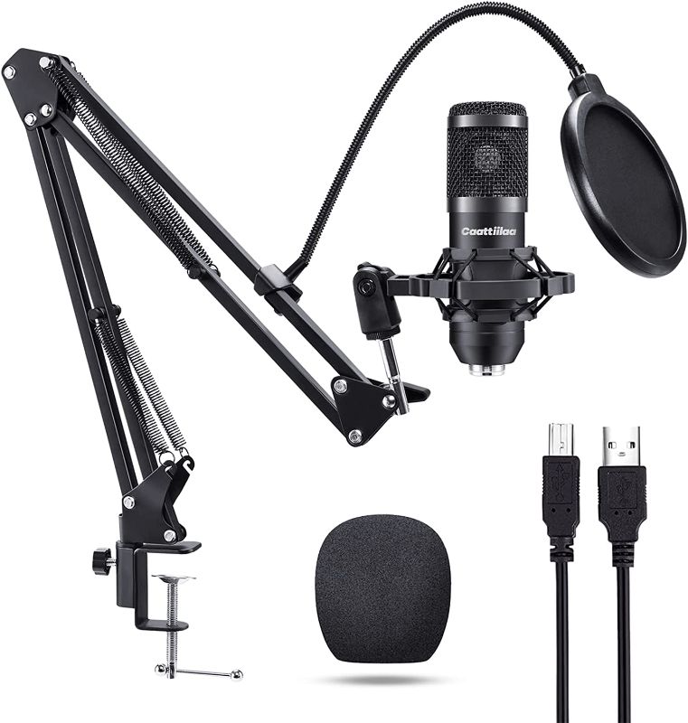 Photo 1 of USB Microphone - PC Streaming Podcast Microphone, Recording Microphone, Gaming Microphone, 192KHZ/24Bit Condenser Mic, USB Mic Kit with Sound Chipset Boom Arm Set
