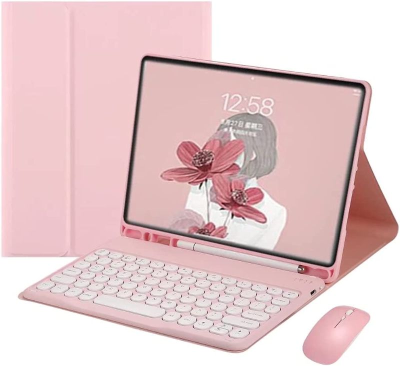 Photo 1 of Keyboard Case for iPad Mini 6 (iPad Mini 6th Generation 8.3 Inch),iPad Mini 2021 Keyboard with Mouse Cute Round Key Detachable Case with Pencil Holder for Women Girly (iPad Mini 6th Gen, Pink)
