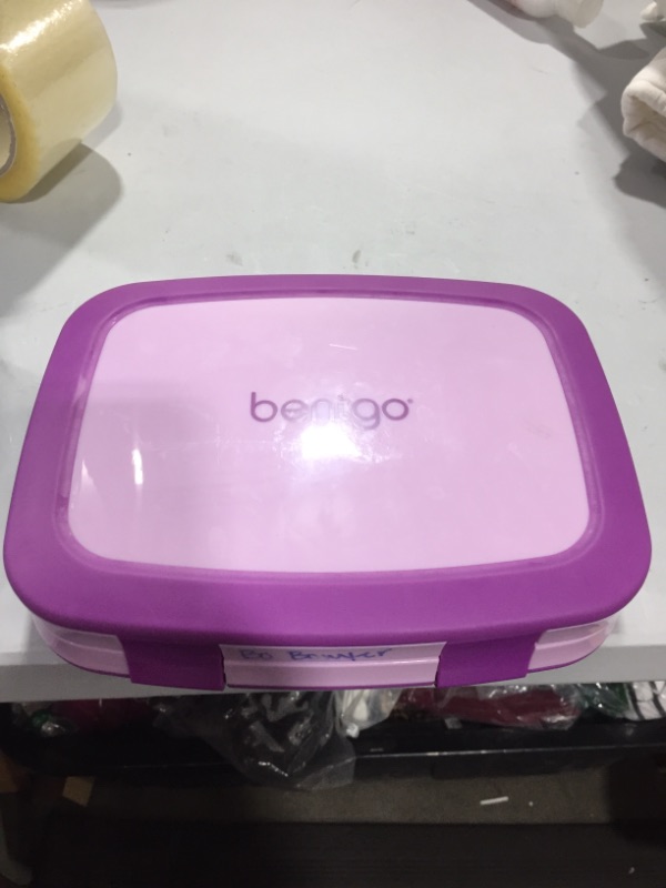 Photo 2 of Bentgo® Kids Leak-Proof, 5-Compartment Bento-Style Kids Lunch Box - Ideal Portion Sizes for Ages 3 to 7, BPA-Free, Dishwasher Safe, Food-Safe Materials (Purple)
