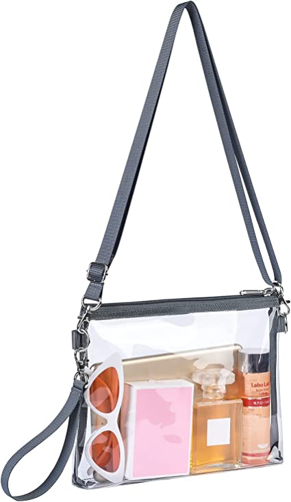 Photo 1 of  Clear Crossbody Purse Bag Stadium Approved Clear Tote Bag for Work Concert Sports grey
 